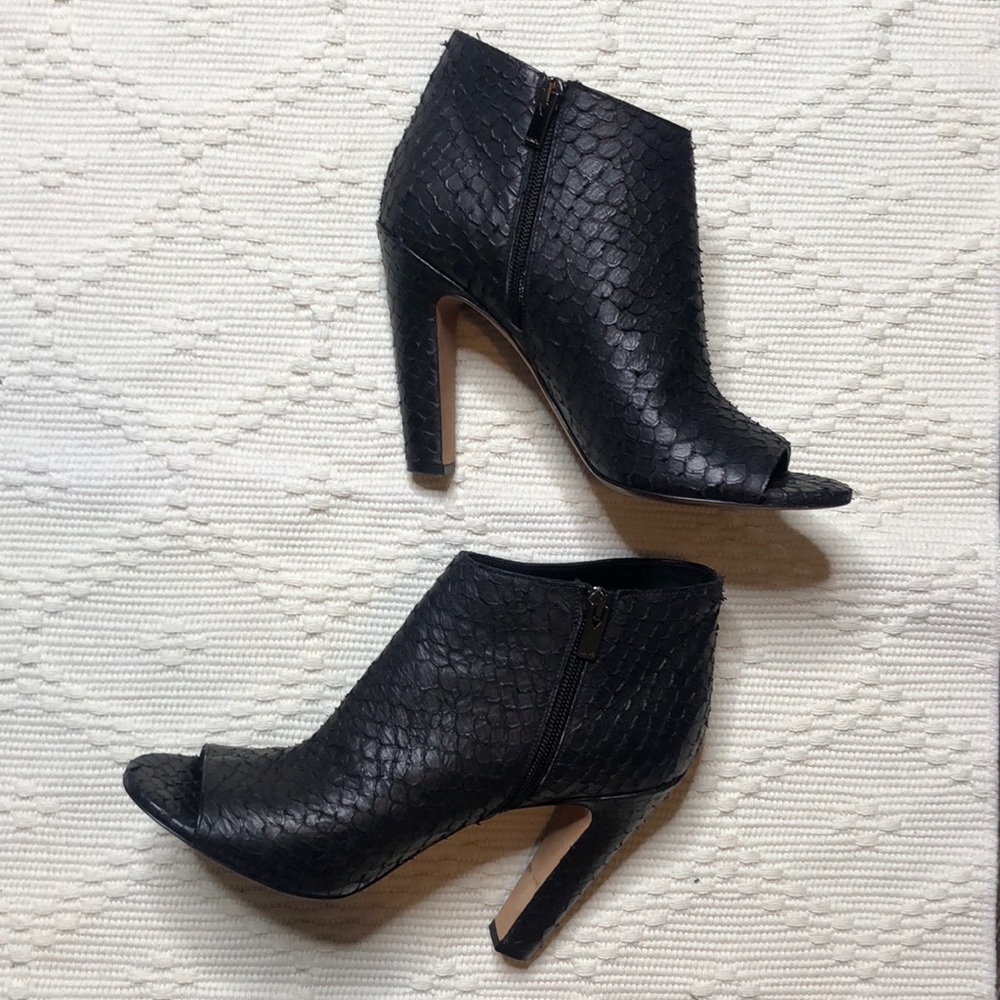 Vince Python Embossed Open-Toe Bootie Ankle Boots - image 3